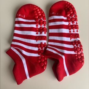 Pure Barre socks red and white striped NWOT